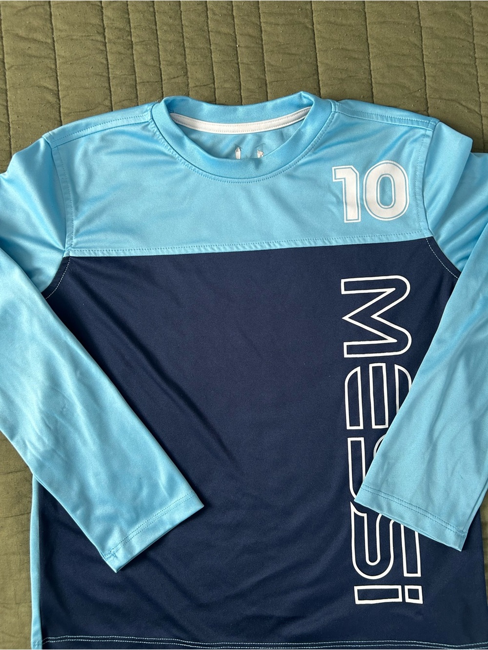 Boys Messi Light Blue & Navy Athletic Long-Sleeve Soccer Jersey